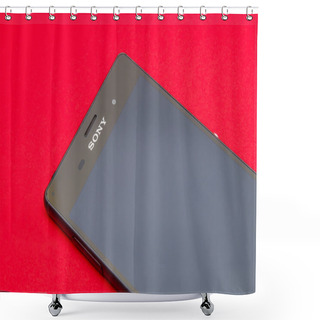 Personality  Sony Xperia Smartphone On Red Shower Curtains