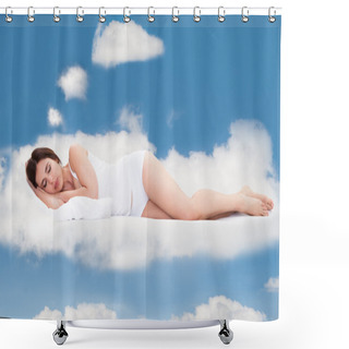 Personality  Young Woman Sleeping On Clouds Shower Curtains
