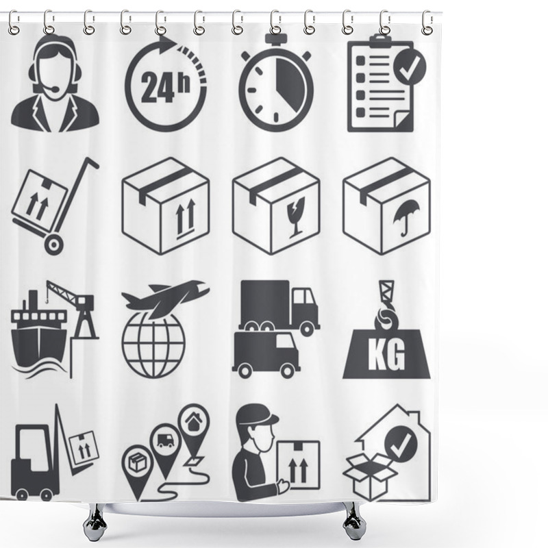 Personality  Icons Set: Logistics Shower Curtains