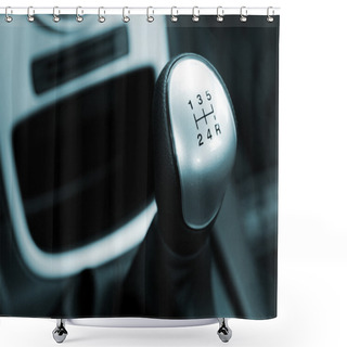 Personality  Gear Shift Handle In A Modern Car Shower Curtains