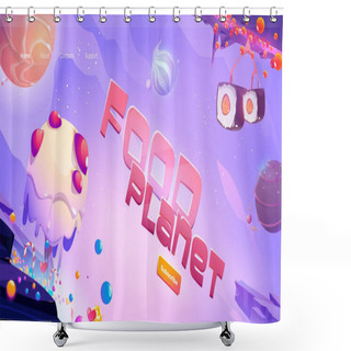 Personality  Fast Food Planet Cartoon Landing, Space Adventure Shower Curtains
