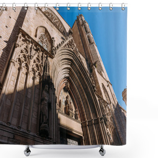 Personality  Low Angle View Of Temple Expiatori Del Sagrat, Barcelona, Spain Shower Curtains