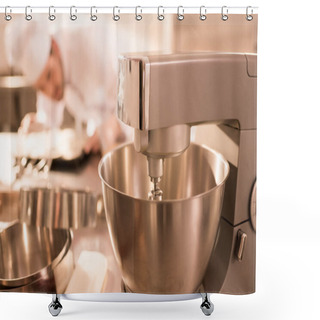 Personality  Selective Focus Of Confectioner And Food Processor Whipping Cream Shower Curtains