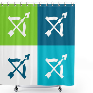 Personality  Bow And Arrow Flat Four Color Minimal Icon Set Shower Curtains
