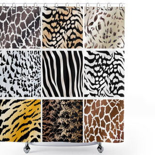 Personality  Set Of Animals Skin Backgrounds Shower Curtains