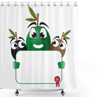 Personality  Happy With Olive Poster Shower Curtains