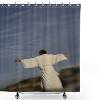 Personality  Man With Outstretched Arms Shower Curtains