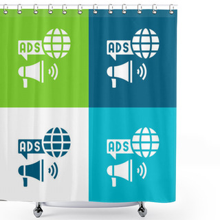 Personality  Advertising Flat Four Color Minimal Icon Set Shower Curtains