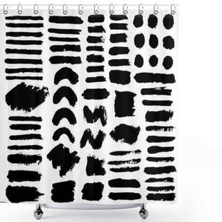 Personality  Brush Strokes Set Vector Painted Isolated Objects Shower Curtains