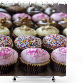 Personality  Assorted Flavors Of Cupcake On Display Shower Curtains