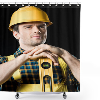Personality  Worker With Level Tool Shower Curtains