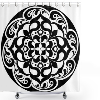 Personality  Kaleidoscopic Floral Tatoo. Mandala In Black And White Shower Curtains