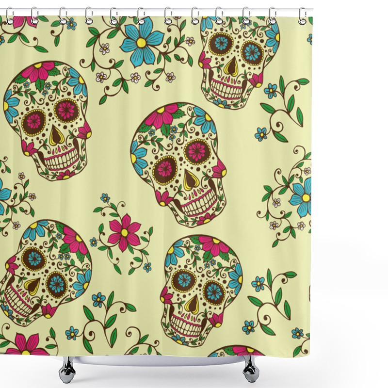 Personality  Skull with floral ornament shower curtains