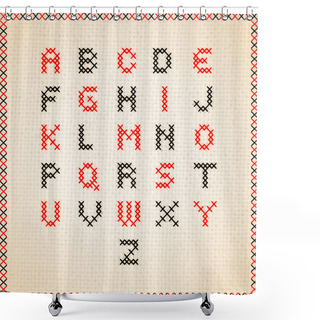 Personality  Cross Stitch Vector Alphabet Shower Curtains