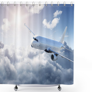 Personality  Airplane In The Sky - Passenger Airliner Shower Curtains