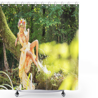 Personality  Forest Nymph With An Amazing Chaplet On Her Head Shower Curtains