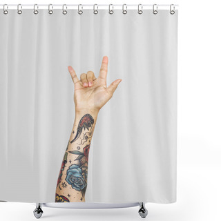 Personality  Hand With Love Expression Gesture Shower Curtains