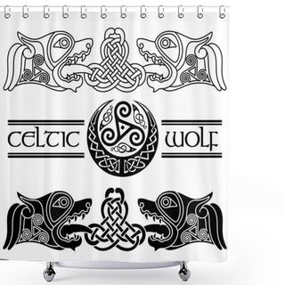 Personality  Wolfs In Celtic Style, Celtic Pattern And Celtic Moon Shower Curtains