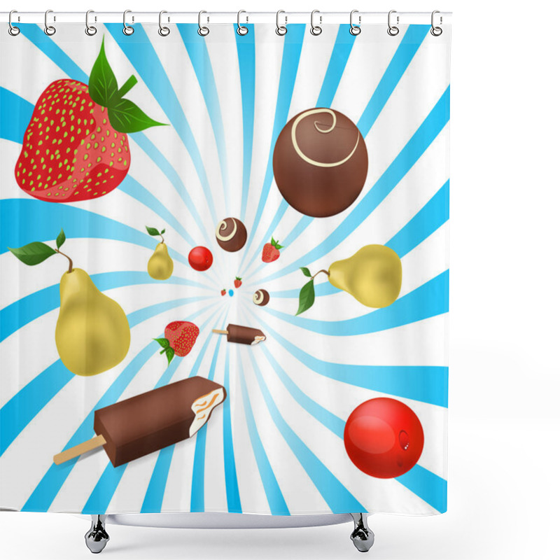 Personality  Vector Mix Of Fruits Shower Curtains