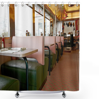 Personality  Old-fashioned Roadside Diner. Shower Curtains