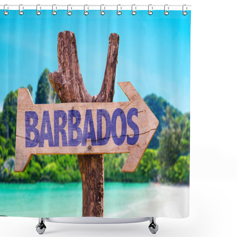 Personality  Barbados Wooden Sign Shower Curtains