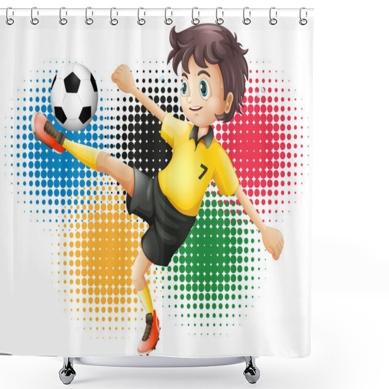 Personality  Olympics Theme With Soccer Player Shower Curtains