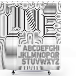 Personality  Retro Font With Lines, Vector Alphabet, Stylish Letter Design Best For Use For Posters, Headlines And Graphic Design. Vector Illustration. Shower Curtains