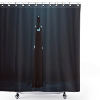 Personality  Demon Assassin In A Tight Dress With A Cape And Weighted Chain Sickle 3d Illustration 3d Render  Shower Curtains