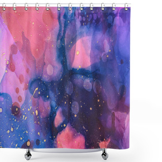 Personality  Mixing Of Blue, Violet And Black Splashes Of Alcohol Inks As Abstract Background Shower Curtains