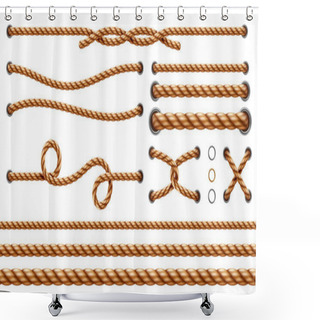 Personality  Set Of Isolated Straight Ropes And Tied Strings Shower Curtains