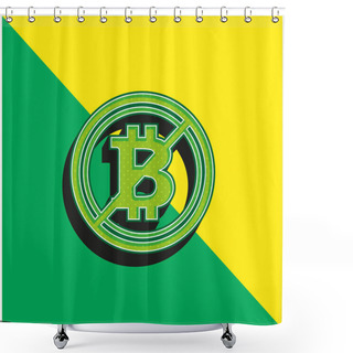 Personality  Bitcoin Not Accepted Symbol With A Slash Green And Yellow Modern 3d Vector Icon Logo Shower Curtains
