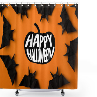 Personality  Halloween Frame With Bats Shower Curtains