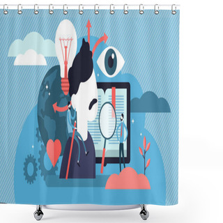 Personality  Cognition Vector Illustration. Flat Tiny Mental Learning Persons Concept. Shower Curtains