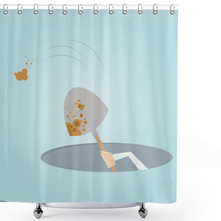 Personality  Digging A Hole Shower Curtains