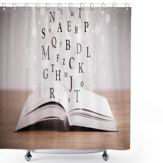 Personality  Opened Book With Flying Letters Shower Curtains
