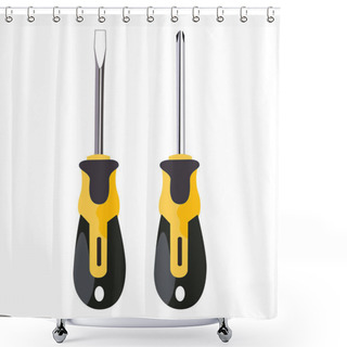 Personality  Vector Illustration Of Screwdriver Plus Minus Isolated On White Background. Shower Curtains