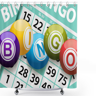 Personality  Bingo Balls On A Card Background Shower Curtains
