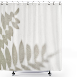 Personality  Leaf Shadow On White Background. Creative Abstract Background. Nature Shadow Pattern Shower Curtains