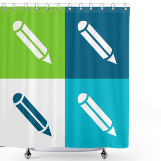 Personality  Black Ink Pen Flat Four Color Minimal Icon Set Shower Curtains