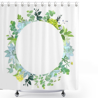 Personality  Herbal Mix Vector Round Frame. Shower Curtains