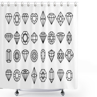 Personality  Big Set Of Gemstone Icons In A Linear Minimal Style. Vector Diamonds And Gems Linear Logo Design Elements. Shower Curtains