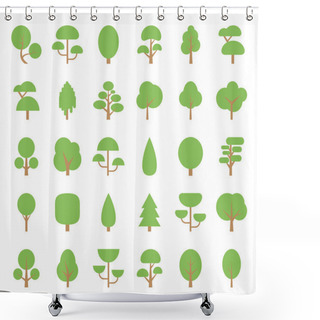 Personality  Flat Trees Icons Shower Curtains