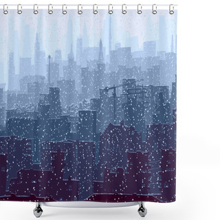 Personality  Abstract Illustration Of Big Snowy City. Shower Curtains