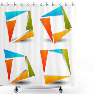 Personality  Abstract, Colorful Square Icons Shower Curtains
