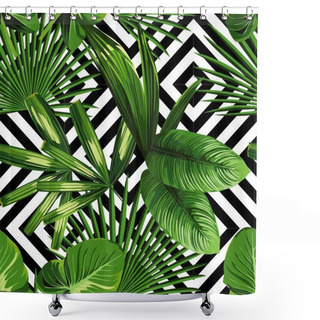 Personality  Exotic Jungle Plant Tropical Palm Leaves Shower Curtains