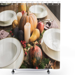 Personality  Served Table And Autumn Harvest Shower Curtains