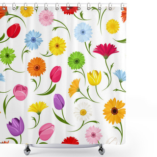 Personality  Seamless Pattern With Flowers. Vector Illustration. Shower Curtains