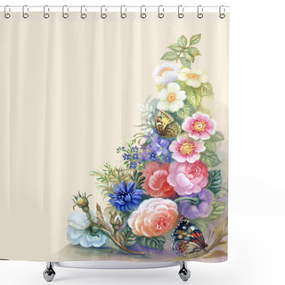 Personality  Flowers Garland Shower Curtains