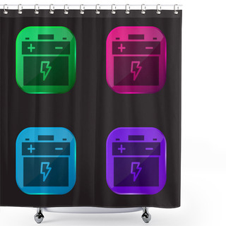 Personality  Battery Four Color Glass Button Icon Shower Curtains