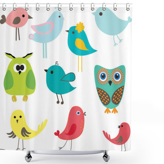Personality  Set Of Different Cute Birds. Shower Curtains